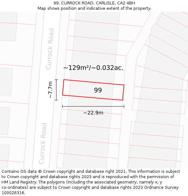 99, CURROCK ROAD, CARLISLE, CA2 4BH: Plot and title map
