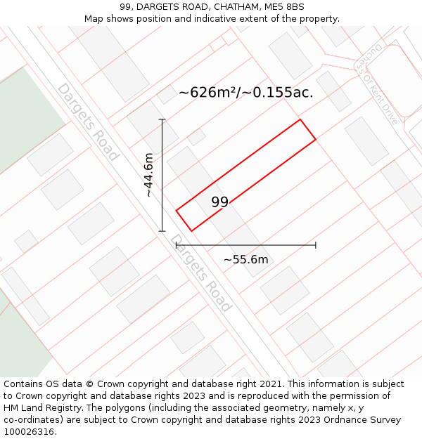 99, DARGETS ROAD, CHATHAM, ME5 8BS: Plot and title map