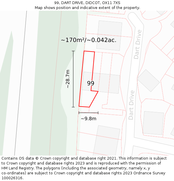 99, DART DRIVE, DIDCOT, OX11 7XS: Plot and title map