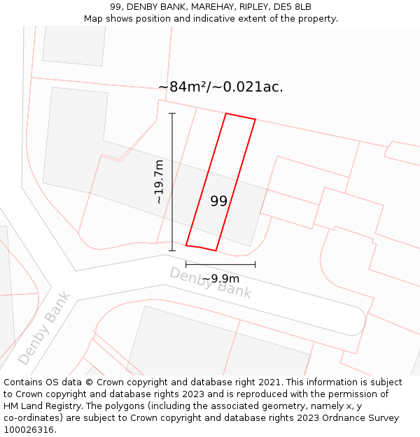 99, DENBY BANK, MAREHAY, RIPLEY, DE5 8LB: Plot and title map