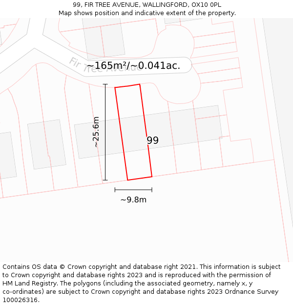 99, FIR TREE AVENUE, WALLINGFORD, OX10 0PL: Plot and title map