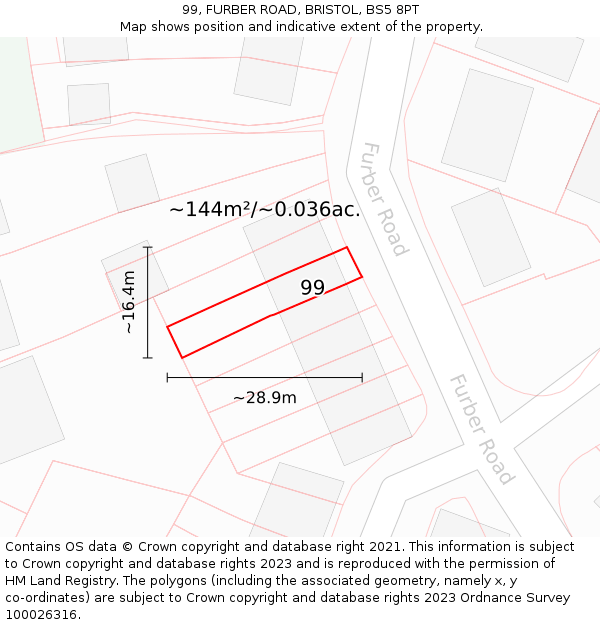 99, FURBER ROAD, BRISTOL, BS5 8PT: Plot and title map