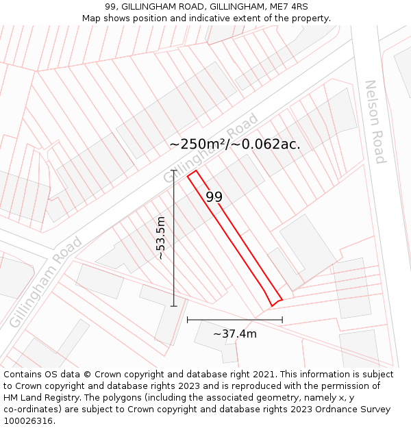99, GILLINGHAM ROAD, GILLINGHAM, ME7 4RS: Plot and title map