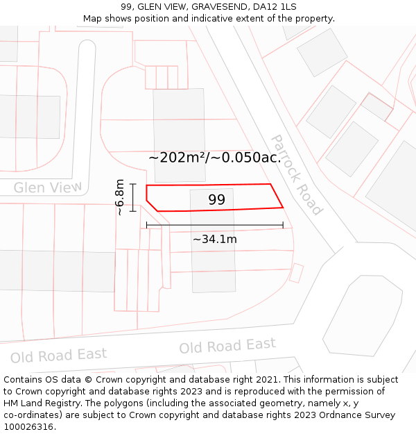 99, GLEN VIEW, GRAVESEND, DA12 1LS: Plot and title map