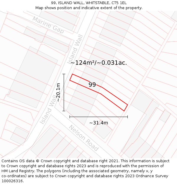 99, ISLAND WALL, WHITSTABLE, CT5 1EL: Plot and title map