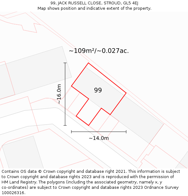 99, JACK RUSSELL CLOSE, STROUD, GL5 4EJ: Plot and title map
