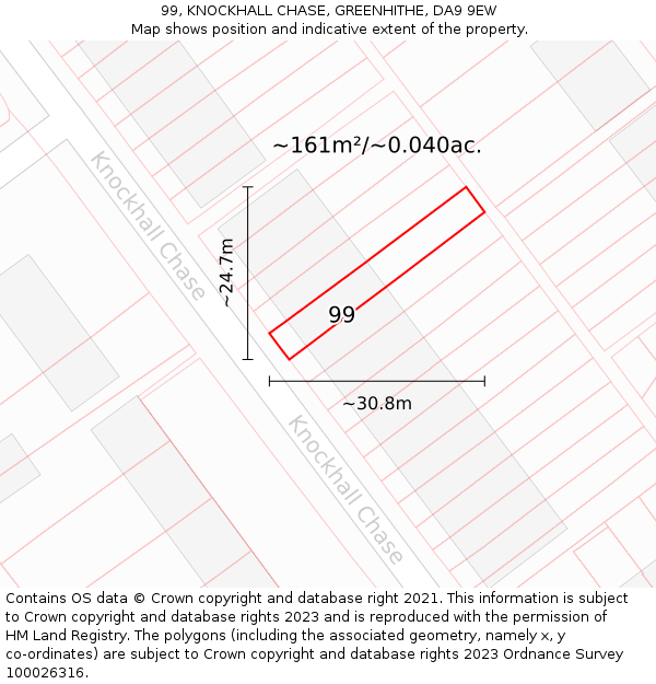 99, KNOCKHALL CHASE, GREENHITHE, DA9 9EW: Plot and title map