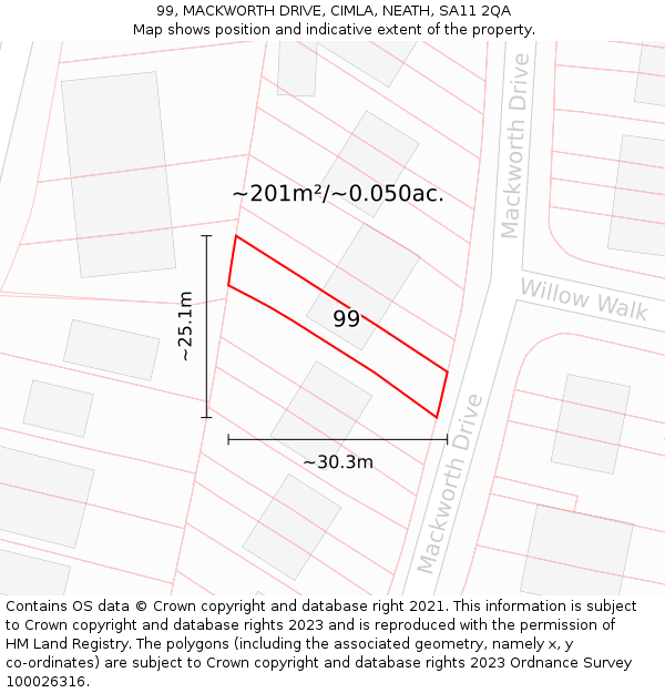 99, MACKWORTH DRIVE, CIMLA, NEATH, SA11 2QA: Plot and title map