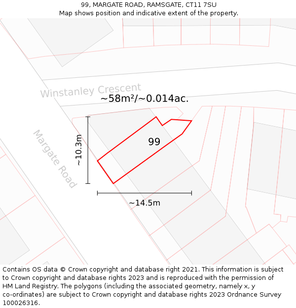 99, MARGATE ROAD, RAMSGATE, CT11 7SU: Plot and title map