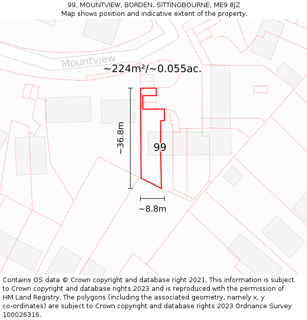99, MOUNTVIEW, BORDEN, SITTINGBOURNE, ME9 8JZ: Plot and title map