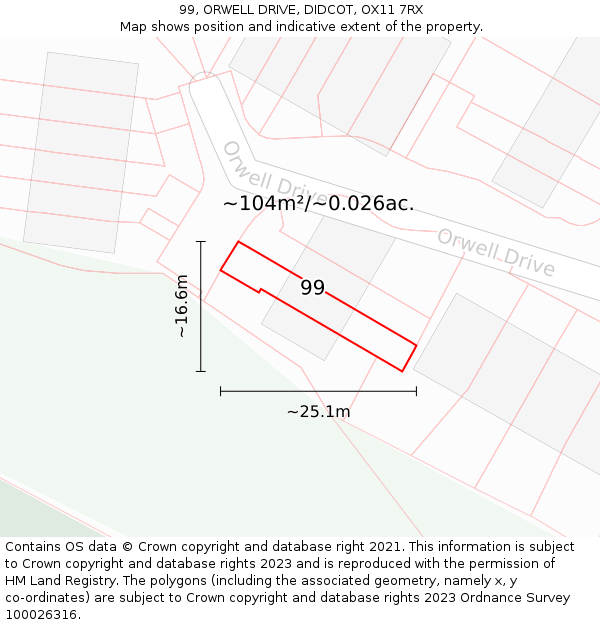 99, ORWELL DRIVE, DIDCOT, OX11 7RX: Plot and title map