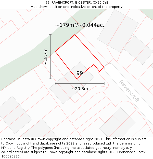 99, RAVENCROFT, BICESTER, OX26 6YE: Plot and title map