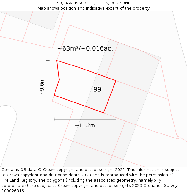 99, RAVENSCROFT, HOOK, RG27 9NP: Plot and title map