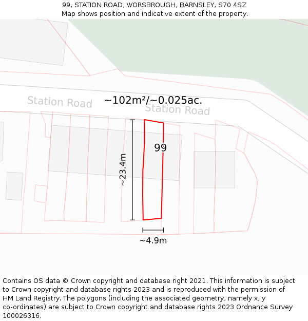 99, STATION ROAD, WORSBROUGH, BARNSLEY, S70 4SZ: Plot and title map