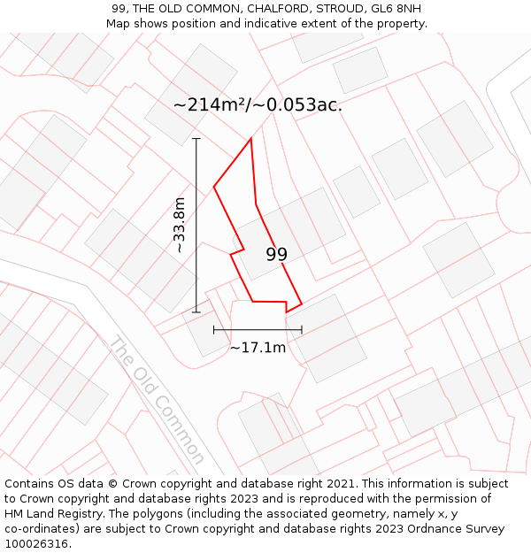 99, THE OLD COMMON, CHALFORD, STROUD, GL6 8NH: Plot and title map