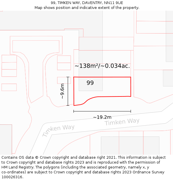 99, TIMKEN WAY, DAVENTRY, NN11 9UE: Plot and title map