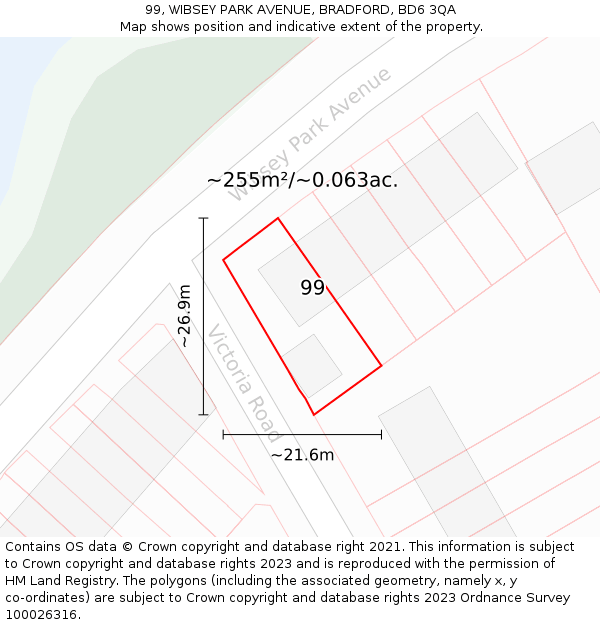 99, WIBSEY PARK AVENUE, BRADFORD, BD6 3QA: Plot and title map