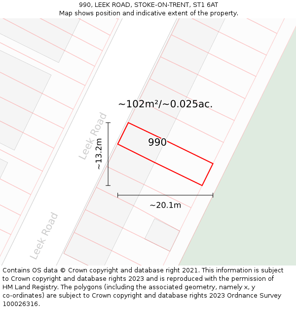 990, LEEK ROAD, STOKE-ON-TRENT, ST1 6AT: Plot and title map