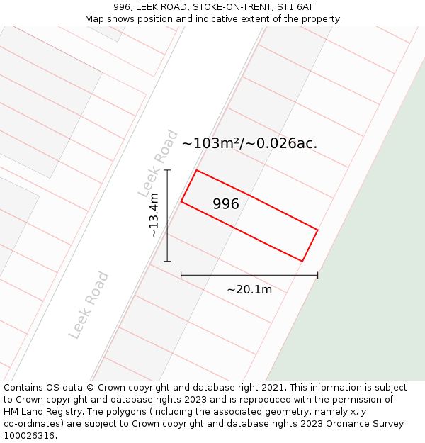 996, LEEK ROAD, STOKE-ON-TRENT, ST1 6AT: Plot and title map