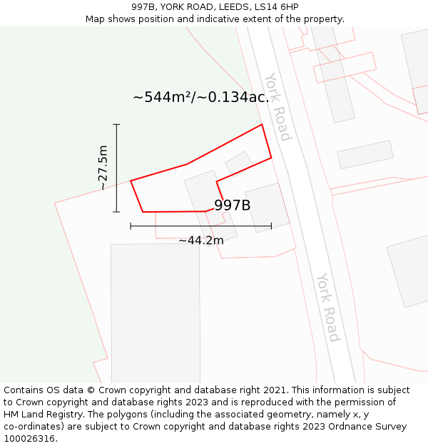 997B, YORK ROAD, LEEDS, LS14 6HP: Plot and title map