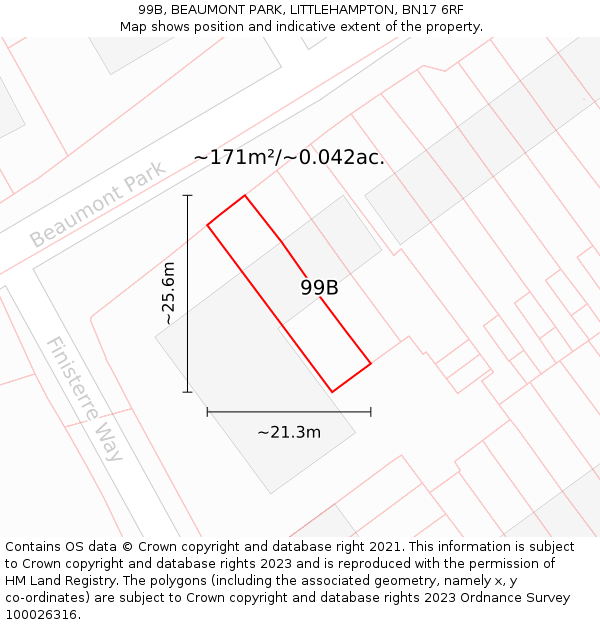 99B, BEAUMONT PARK, LITTLEHAMPTON, BN17 6RF: Plot and title map