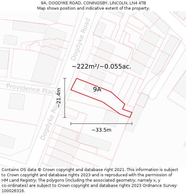 9A, DOGDYKE ROAD, CONINGSBY, LINCOLN, LN4 4TB: Plot and title map
