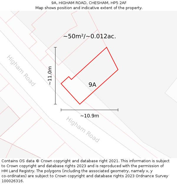 9A, HIGHAM ROAD, CHESHAM, HP5 2AF: Plot and title map