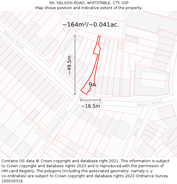 9A, NELSON ROAD, WHITSTABLE, CT5 1DP: Plot and title map