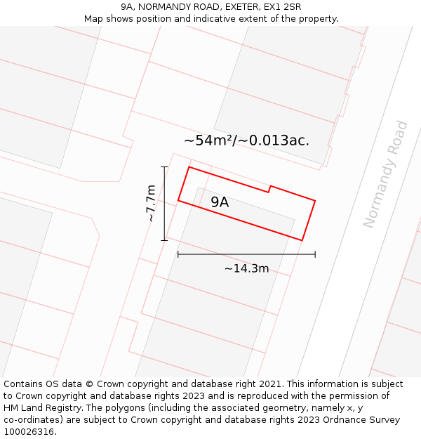 9A, NORMANDY ROAD, EXETER, EX1 2SR: Plot and title map