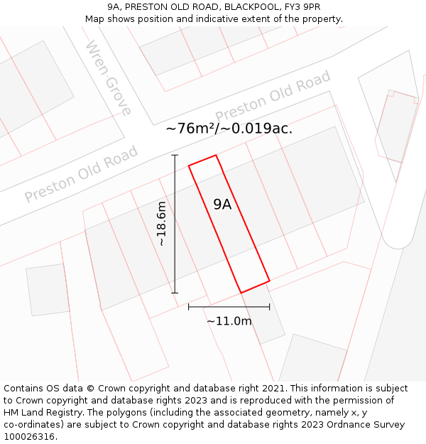 9A, PRESTON OLD ROAD, BLACKPOOL, FY3 9PR: Plot and title map