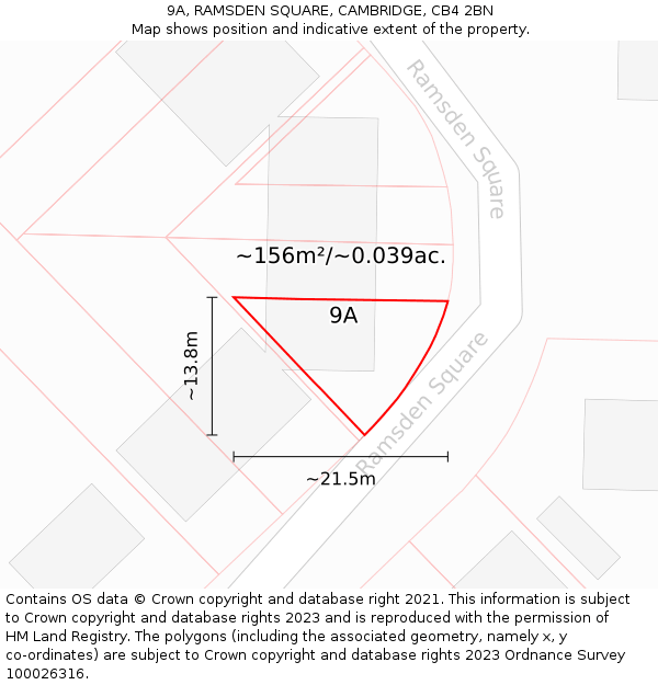 9A, RAMSDEN SQUARE, CAMBRIDGE, CB4 2BN: Plot and title map