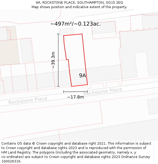 9A, ROCKSTONE PLACE, SOUTHAMPTON, SO15 2EQ: Plot and title map