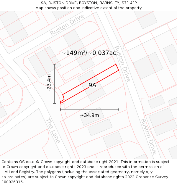 9A, RUSTON DRIVE, ROYSTON, BARNSLEY, S71 4FP: Plot and title map