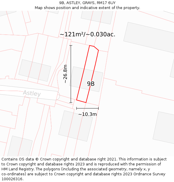 9B, ASTLEY, GRAYS, RM17 6UY: Plot and title map