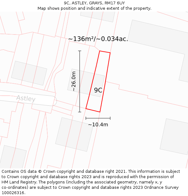 9C, ASTLEY, GRAYS, RM17 6UY: Plot and title map