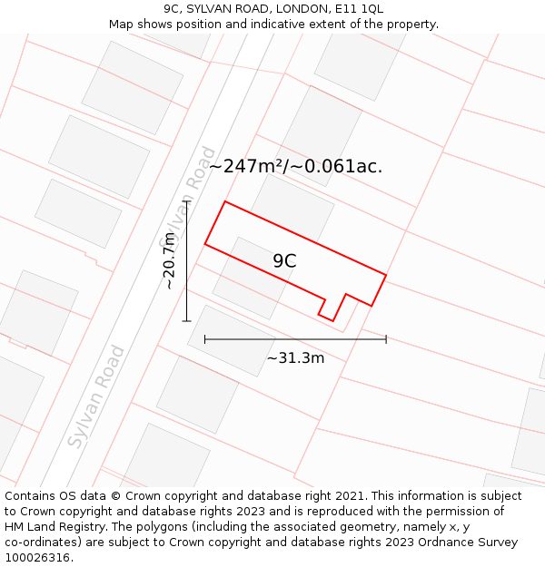 9C, SYLVAN ROAD, LONDON, E11 1QL: Plot and title map