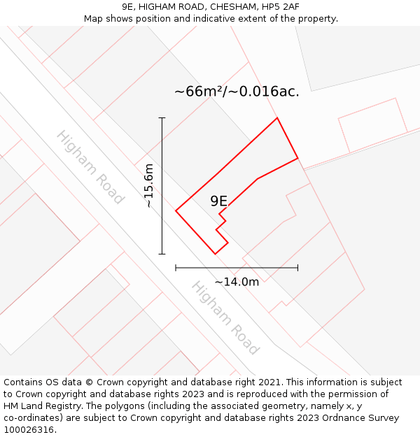9E, HIGHAM ROAD, CHESHAM, HP5 2AF: Plot and title map