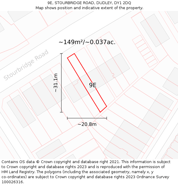 9E, STOURBRIDGE ROAD, DUDLEY, DY1 2DQ: Plot and title map