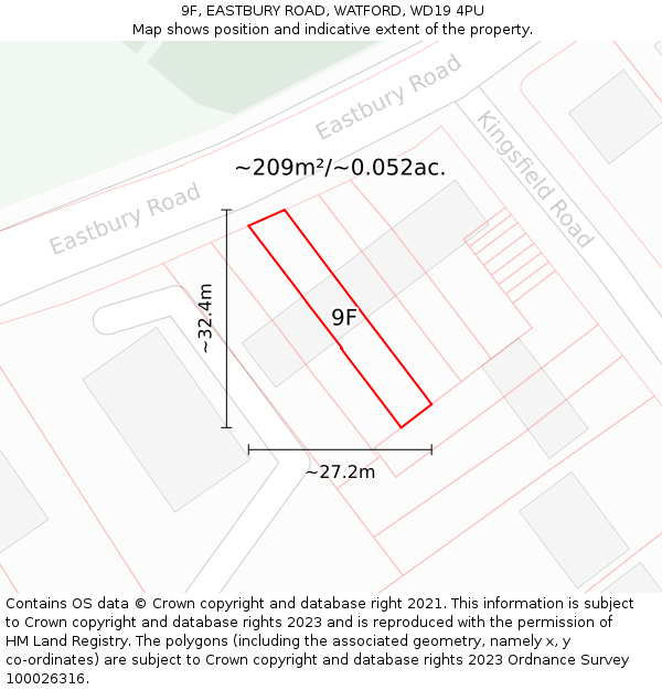 9F, EASTBURY ROAD, WATFORD, WD19 4PU: Plot and title map