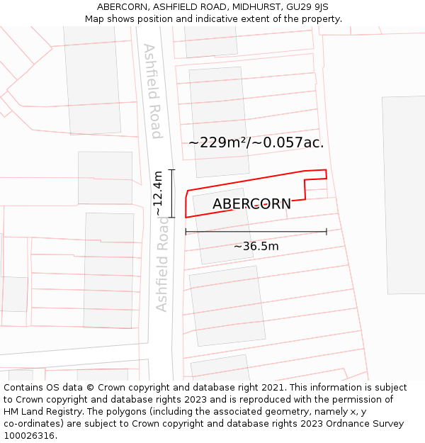 ABERCORN, ASHFIELD ROAD, MIDHURST, GU29 9JS: Plot and title map