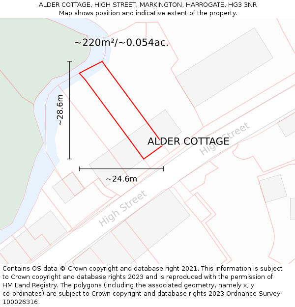 ALDER COTTAGE, HIGH STREET, MARKINGTON, HARROGATE, HG3 3NR: Plot and title map