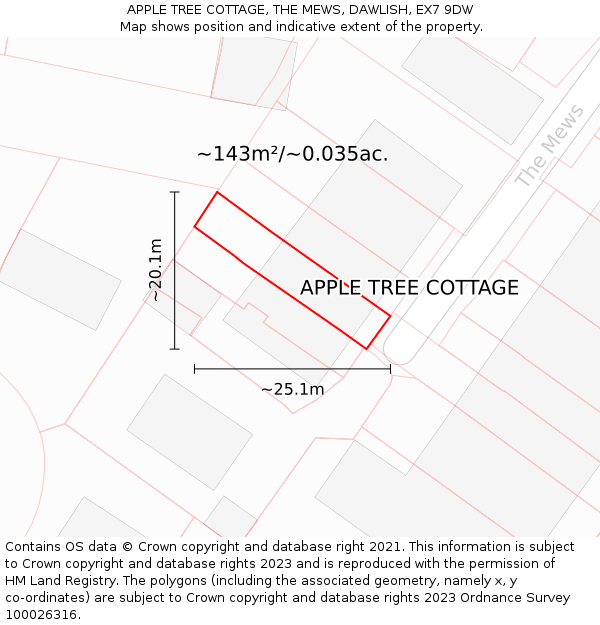 APPLE TREE COTTAGE, THE MEWS, DAWLISH, EX7 9DW: Plot and title map