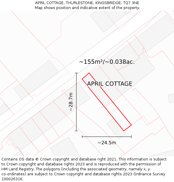 APRIL COTTAGE, THURLESTONE, KINGSBRIDGE, TQ7 3NE: Plot and title map