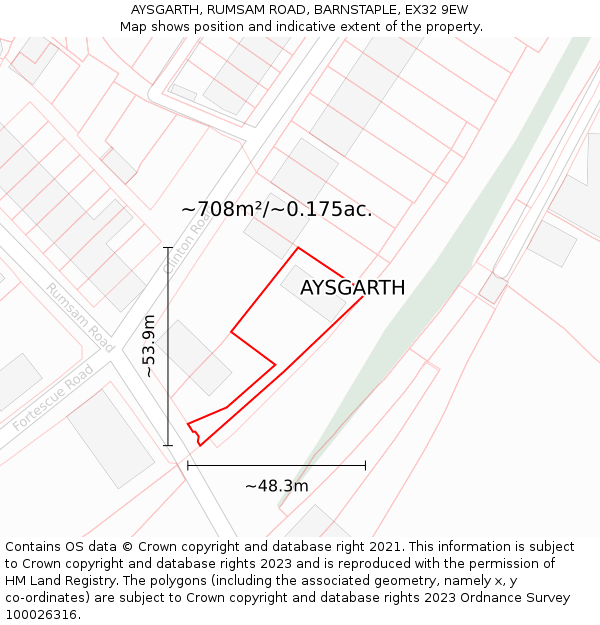 AYSGARTH, RUMSAM ROAD, BARNSTAPLE, EX32 9EW: Plot and title map