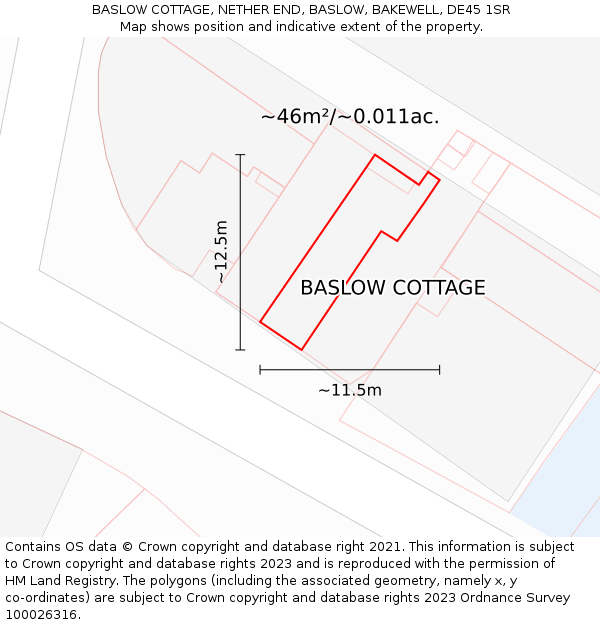 BASLOW COTTAGE, NETHER END, BASLOW, BAKEWELL, DE45 1SR: Plot and title map
