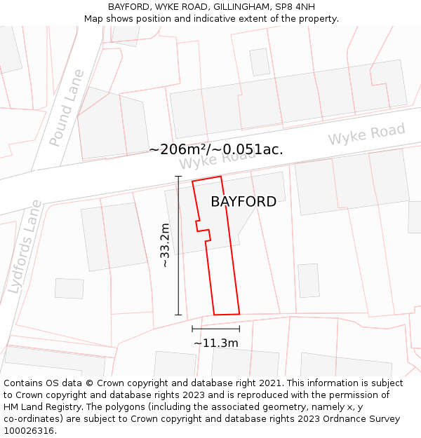 BAYFORD, WYKE ROAD, GILLINGHAM, SP8 4NH: Plot and title map
