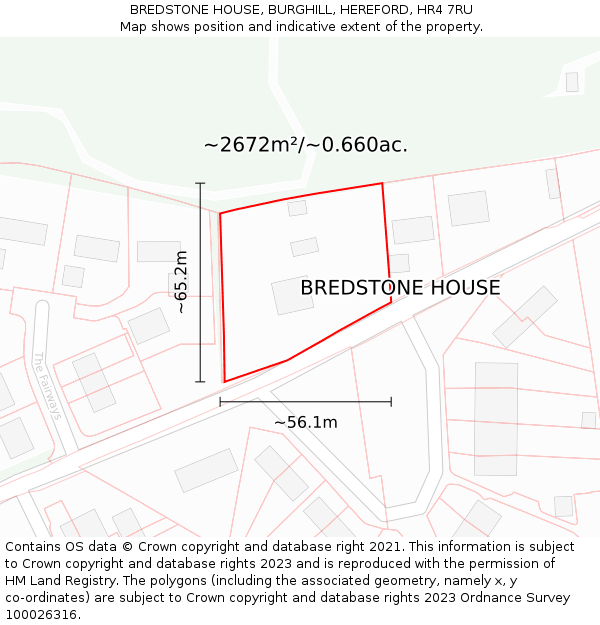 BREDSTONE HOUSE, BURGHILL, HEREFORD, HR4 7RU: Plot and title map
