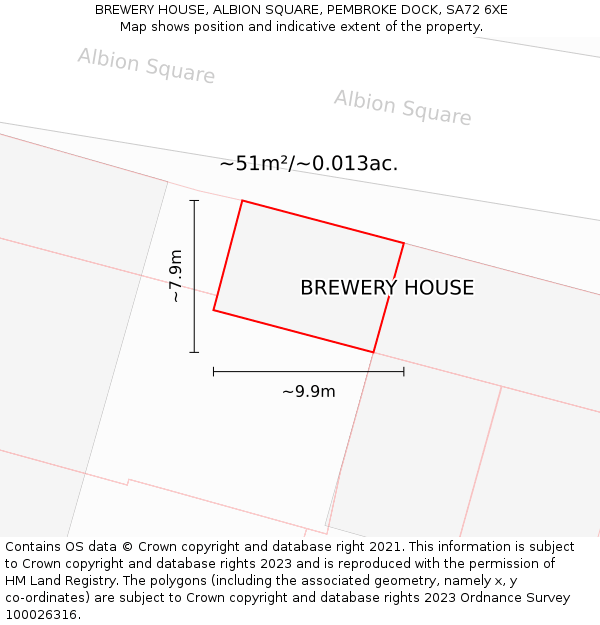 BREWERY HOUSE, ALBION SQUARE, PEMBROKE DOCK, SA72 6XE: Plot and title map