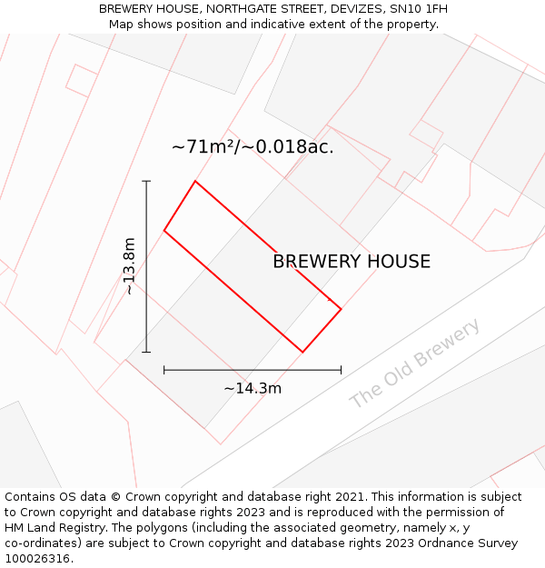 BREWERY HOUSE, NORTHGATE STREET, DEVIZES, SN10 1FH: Plot and title map