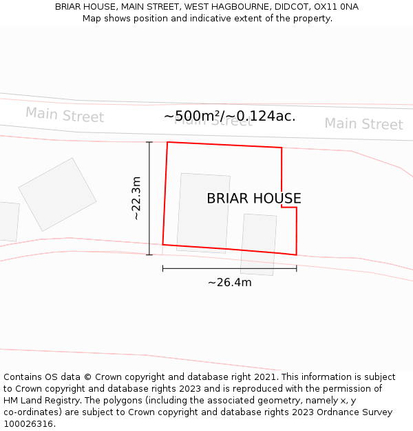 BRIAR HOUSE, MAIN STREET, WEST HAGBOURNE, DIDCOT, OX11 0NA: Plot and title map